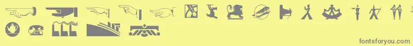 Decodingbatsnf-fontti – harmaat kirjasimet keltaisella taustalla