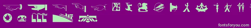 フォントDecodingbatsnf – 紫の背景に緑のフォント