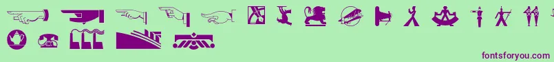 フォントDecodingbatsnf – 緑の背景に紫のフォント