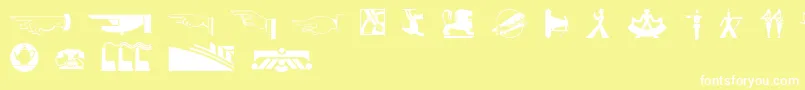 Decodingbatsnf-fontti – valkoiset fontit keltaisella taustalla