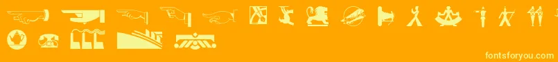 Decodingbatsnf-fontti – keltaiset fontit oranssilla taustalla