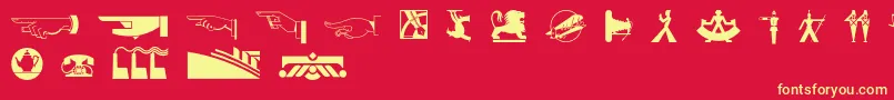 Decodingbatsnf-fontti – keltaiset fontit punaisella taustalla