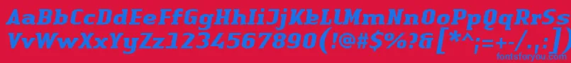 Шрифт LinotypeAuthenticSerifBolditalic – синие шрифты на красном фоне