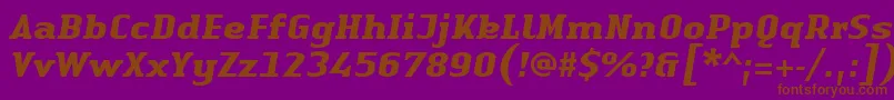 LinotypeAuthenticSerifBolditalic-Schriftart – Braune Schriften auf violettem Hintergrund