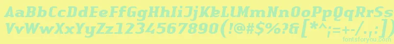 LinotypeAuthenticSerifBolditalic Font – Green Fonts on Yellow Background