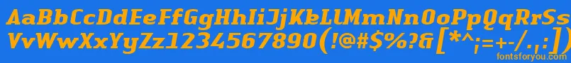 LinotypeAuthenticSerifBolditalic Font – Orange Fonts on Blue Background