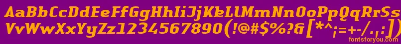 LinotypeAuthenticSerifBolditalic Font – Orange Fonts on Purple Background