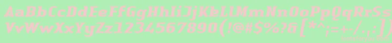 LinotypeAuthenticSerifBolditalic-Schriftart – Rosa Schriften auf grünem Hintergrund