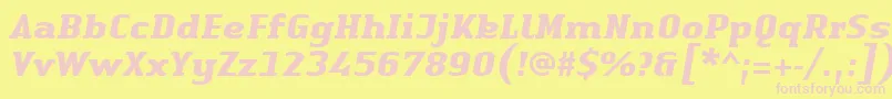 Fonte LinotypeAuthenticSerifBolditalic – fontes rosa em um fundo amarelo