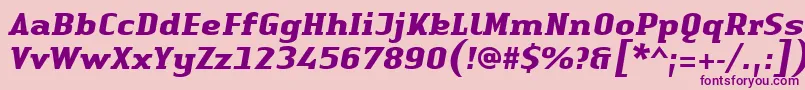 LinotypeAuthenticSerifBolditalic-Schriftart – Violette Schriften auf rosa Hintergrund