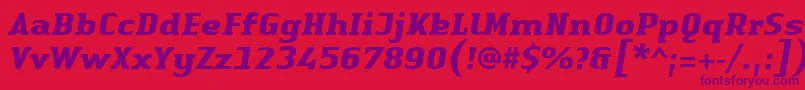フォントLinotypeAuthenticSerifBolditalic – 赤い背景に紫のフォント