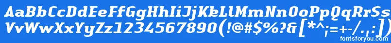 LinotypeAuthenticSerifBolditalic-Schriftart – Weiße Schriften auf blauem Hintergrund