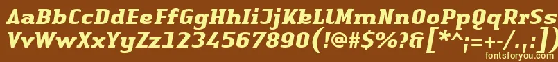フォントLinotypeAuthenticSerifBolditalic – 黄色のフォント、茶色の背景