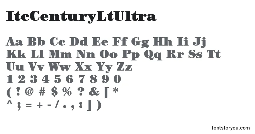 Czcionka ItcCenturyLtUltra – alfabet, cyfry, specjalne znaki