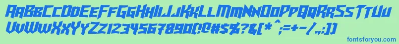フォントTurokItalic – 青い文字は緑の背景です。