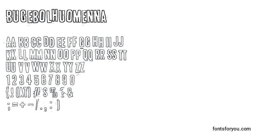 Czcionka BugebolHuomenna – alfabet, cyfry, specjalne znaki