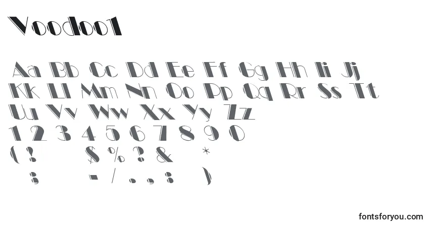 Czcionka Voodoo1 – alfabet, cyfry, specjalne znaki