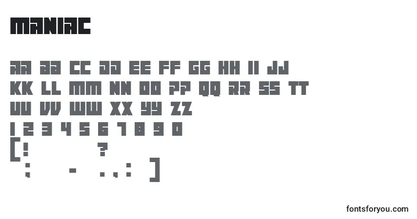 Maniacフォント–アルファベット、数字、特殊文字