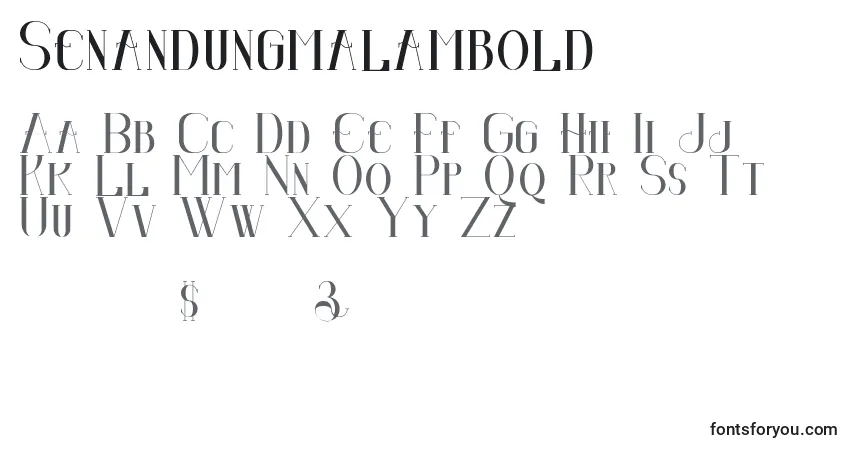 A fonte Senandungmalambold – alfabeto, números, caracteres especiais