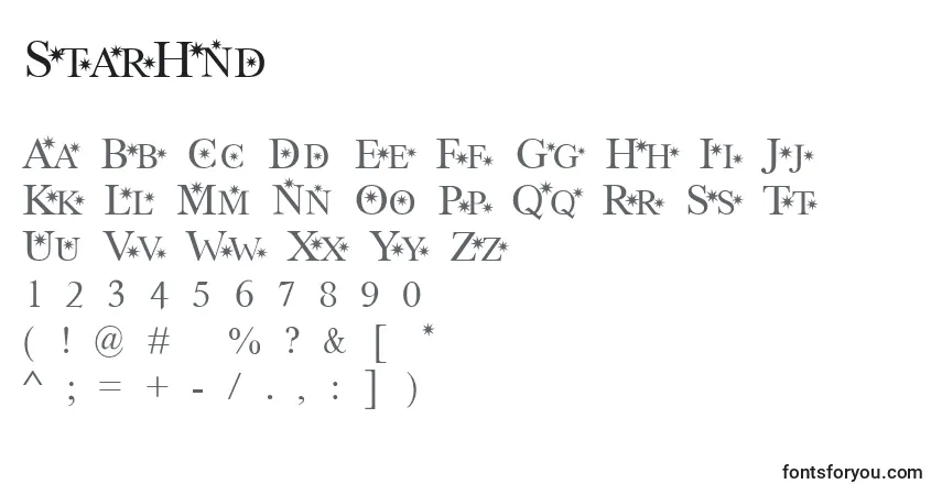A fonte StarHnd – alfabeto, números, caracteres especiais
