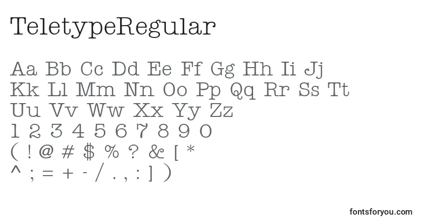 Schriftart TeletypeRegular – Alphabet, Zahlen, spezielle Symbole