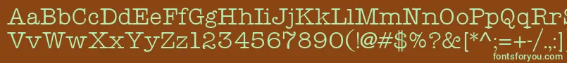 フォントTeletypeRegular – 緑色の文字が茶色の背景にあります。