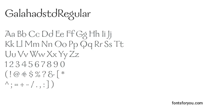 Schriftart GalahadstdRegular – Alphabet, Zahlen, spezielle Symbole