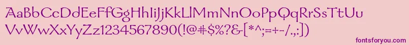 フォントGalahadstdRegular – ピンクの背景に紫のフォント