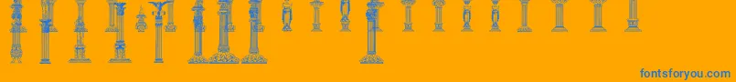 Columns Font – Blue Fonts on Orange Background