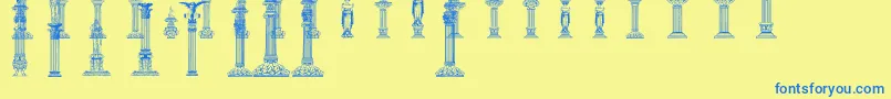 Columns Font – Blue Fonts on Yellow Background