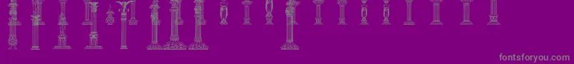 Columns-fontti – harmaat kirjasimet violetilla taustalla