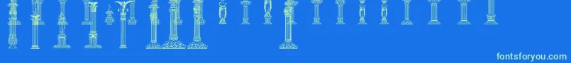 Columns Font – Green Fonts on Blue Background