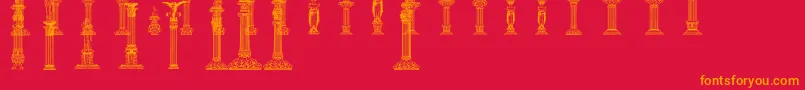 Columns Font – Orange Fonts on Red Background