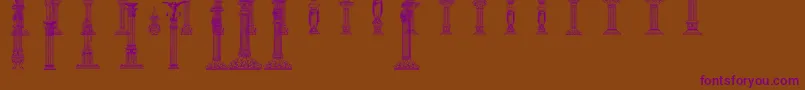 Columns-Schriftart – Violette Schriften auf braunem Hintergrund