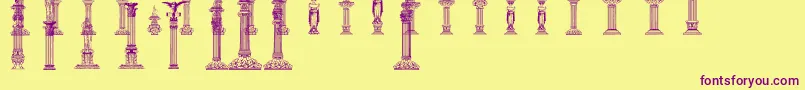 Columns-Schriftart – Violette Schriften auf gelbem Hintergrund