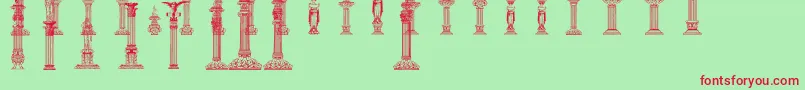 Fonte Columns – fontes vermelhas em um fundo verde