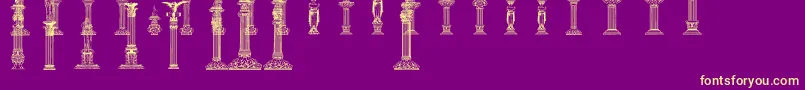 Fonte Columns – fontes amarelas em um fundo roxo