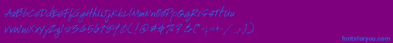 GeHandyscript-fontti – siniset fontit violetilla taustalla