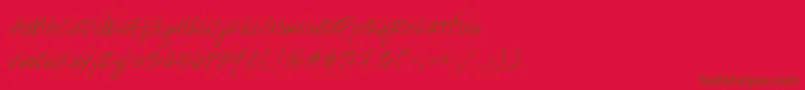 フォントGeHandyscript – 赤い背景に茶色の文字