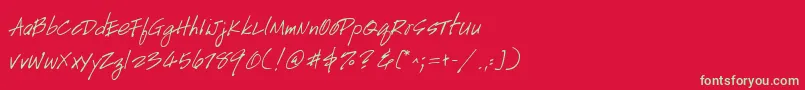 フォントGeHandyscript – 赤い背景に緑の文字