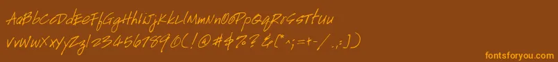 GeHandyscript-fontti – oranssit fontit ruskealla taustalla