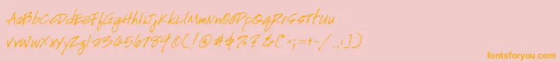 フォントGeHandyscript – オレンジの文字がピンクの背景にあります。