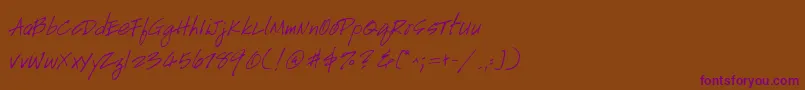 フォントGeHandyscript – 紫色のフォント、茶色の背景