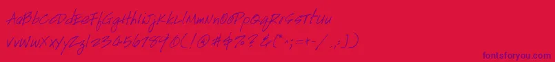 Czcionka GeHandyscript – fioletowe czcionki na czerwonym tle