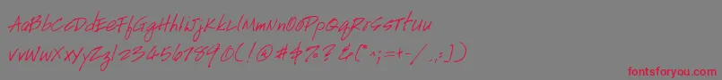 GeHandyscript-Schriftart – Rote Schriften auf grauem Hintergrund