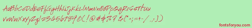 Шрифт GeHandyscript – красные шрифты на зелёном фоне