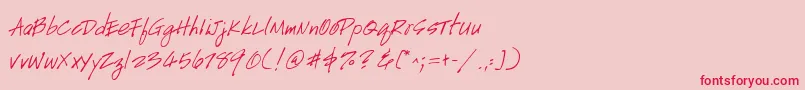 フォントGeHandyscript – ピンクの背景に赤い文字