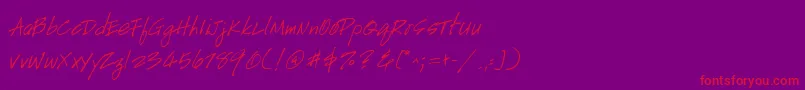 フォントGeHandyscript – 紫の背景に赤い文字
