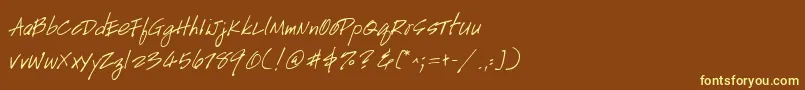 フォントGeHandyscript – 黄色のフォント、茶色の背景