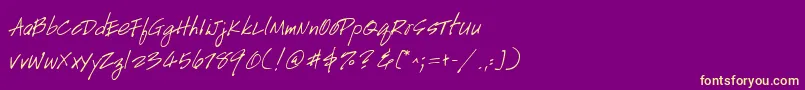 GeHandyscript Font – Yellow Fonts on Purple Background